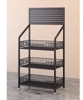 Beefy Steel Wire Shelving Cart With Whisper Smooth Rollers Heavy Duty Multi Tier Rolling Display Stand Rust Proof Welded Rack with three levels.