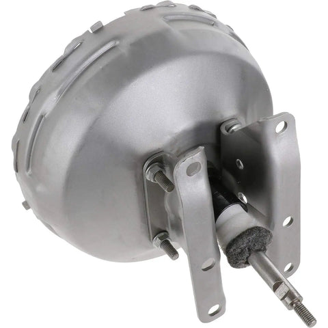 Remanufactured Power Brake Booster With Heavy Duty Sealing Rings And Complete Vacuum Testing, showing rear view and mounting hardware.