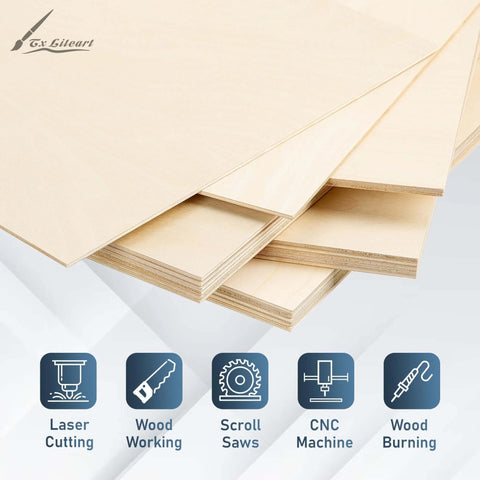 Baltic Birch plywood sheets, 1/8 in (3 mm) thick, 11.8 x 20 in, 20-pack