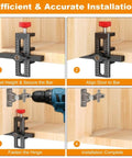Cabinet Door Mounting Jig With Quick Edge Positioner For Frameless And Face Frame Cabinets Pro Grade Aluminum Hardware Tool For Precise Alignment And 90 Degree Accuracy Slick Setup And Easy Use in use for door installation.