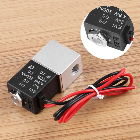 2 Way Normally Closed DC 24V Solenoid Valve For Air Gas Water And Liquids With 1/4 Inch NPT Inlet Outlet Anodized Aluminum Body