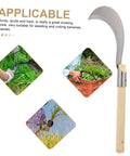 Long Handle Manganese Steel Grass Sickle For Weeding And Harvesting Garden Care With Non Slip Wooden Handle Comfortable Grip