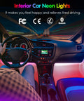 Interior Car Lights With App Control And Remote, RGB Under Dash LEDs With Music Sync, 16 Million Color Options And Brightness Control