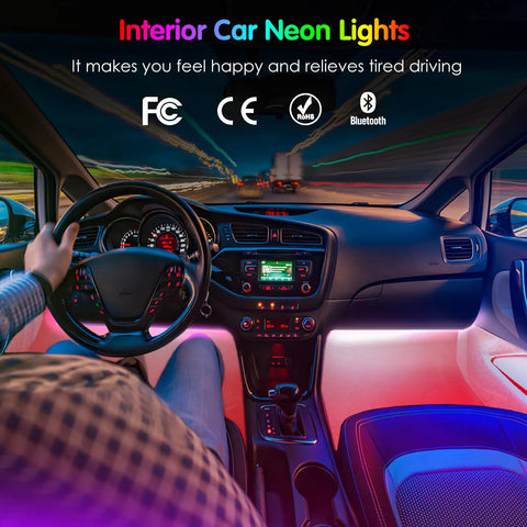 Interior Car Lights With App Control And Remote, RGB Under Dash LEDs With Music Sync, 16 Million Color Options And Brightness Control