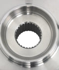 Close-up of front wheel bearing and hub assembly replacement for Mitsubishi Lancer AWD 2008 to 2015 513300 beefy chrome steel
