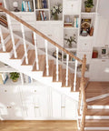 Rock Solid White Wooden Baluster Posts For Staircase Deck And Porch, No Sweat Poplar Wood Spindle Assembly, 33 Inch Tall staircase with baluster posts.