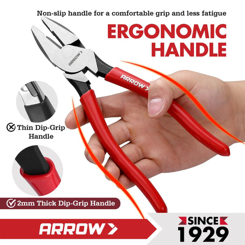 8 Inch High Leverage Lineman Pliers For Wire Cutting And Gripping, Heavy Duty Side Cutters With Front Pivot