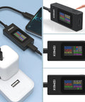 Workhorse All-In-One USB C Power Meter Tester 4-30V 0-6.5A Digital Multimeter showing voltage and current display