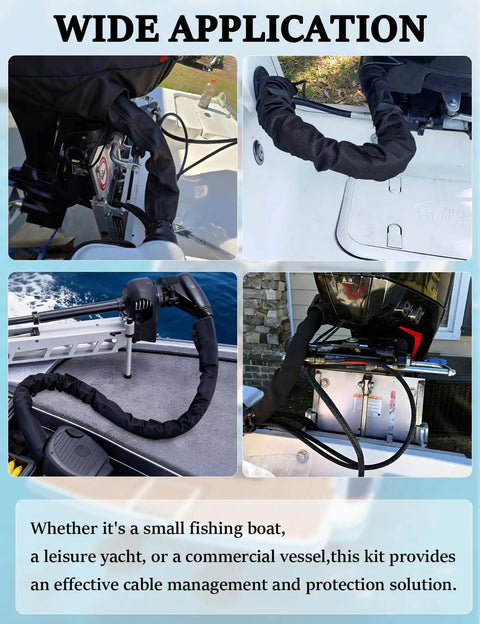 48 Inch Zippered Rigging Sleeve for Boats and Trolling Motors on a yacht, dockside cable protection.