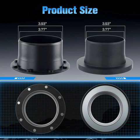 Product size details for 4 Inch Magnetic Dust Collection Fittings for Woodworking Tools including dimensions.