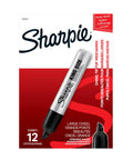 King Size Permanent Marker Set With Mega Bold Extra Wide Chisel Tip Black 12 Count packaging image
