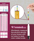 Glass Triple Scale Hydrometer Kit For Testing Specific Gravity Brix And ABV In Wine Beer Mead And Kombucha With Microfiber Cloth And Storage Case Aimed At Homebrew Enthusiasts Of All Skill Levels, color-coded scale
