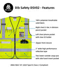 High Visibility Reflective Safety Vest For Men And Women, ANSI Class 2, Yellow With Durable Zipper, Multiple Pockets