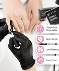 Applying nail polish while wearing Badass 6 Mil Black Nitrile Gloves, Tough As Nails Heavy Duty Disposable Work Gloves With Unbeatable Textured Grip For Auto Shop Grinds And Weekend Projects, Powder And Latex Free, Case Of 100.