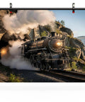Epic Steam Locomotive Train Tapestry Wall Hanging 118x78 Inches Vintage Engine Emerging From Tunnel Ultra Thick Microfiber