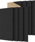Large Self Adhesive Acoustic Panels For Home Studio And Office, Echo Reduction And Noise Control, 8 Pack 47.2 By 23.6 By 0.35 Inch Black Wall Panels, Decorative Soundproofing For Boss Level Room Acoustics showing stripe pattern and peel-and-stick backing