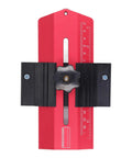 Heavy Duty Aluminum Table Saw Jig For Precision Woodworking Fence Fixture Featuring Clear Measurement Scales And Slick Turn Knobs, top view.