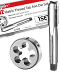 Top Tier M12 X 1.0 Tap And Die Set Featuring Hella Durable Hss 6542 Steel Right Hand Threads For Hardcore Machine Shop Jobs And Heavy Duty Construction Sites Ready To Work with tap and die in packaging.