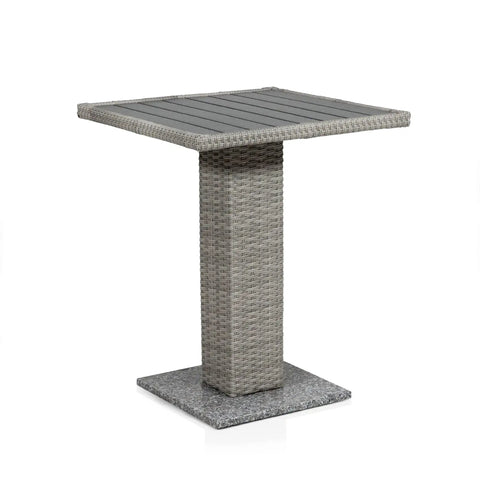 Outdoor Must Have Transitional Metal And All Weather Wicker Square Patio Table With Granite Base For Poolside Garden And Yard Gray 23.62 Inch Square 29.13 Inch High Built To Last.