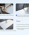 Instructions for using Heavy Duty Self Adhesive Roof Repair Tape, showing cutting and overlapping details.