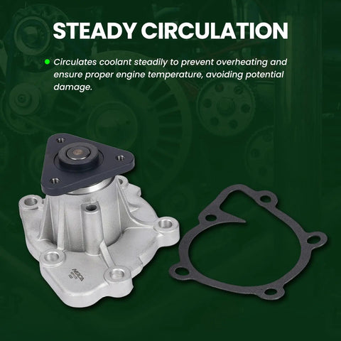 No Sweat Engine Water Pump For 2011 To 2015 Kia Sportage Optima Sorento And 2013 To 2016 Hyundai Santa Fe Sport Gas Engines Only Heavy Duty Coolant Pump with attached gasket.