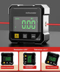 Ultra Precise Digital Angle Finder With Laser And Four Side Magnetic Base, LED Readout Inclinometer For Woodworking, Table Saw Miter Protractor, Level Box, Absolute And Relative Angle Measurements showing LED display and laser level