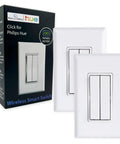 Kinetic Battery-Free Wireless Light Switch For Philips Hue 30ft Range Native Hue Bridge Compatible 2 Pack White