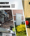 Industrial scenarios showing Emergency Stop Button Switch Cover Dustproof Safety Plastic Protector Lockout Cover Round Hole