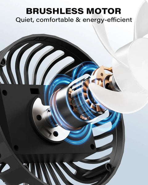 Rechargeable Golf Cart Clip On Fan 2 Pack Battery Powered detail of brushless motor