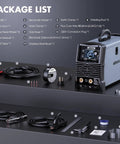 Image of the 180 Amp All In One MIG Welder With Dual Voltage 110V 220V For Gas And Gasless Flux Core Welds Lift TIG Stick And Spool Gun 5 In 1 Portable Welding Machine With 2T 4T Modes For DIYers Beginners And Pros, showing the package components including the welder unit, cables, clamps, and accessories.