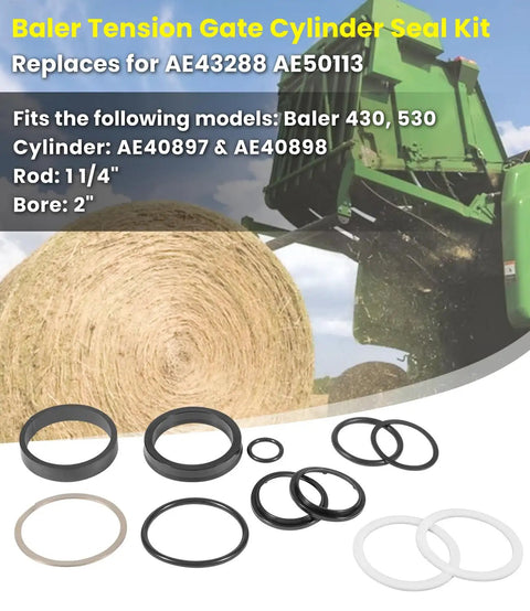 Round Baler Tension Gate Cylinder Seal Kit Direct Fit Replacement Replaces AE43288 AE50113 For 430 And 530 Baler Cylinders