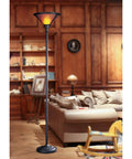Torchiere Floor Lamp With Mica Glass Shades In Rust Antique Bronze Finish Tall 71 Inch Steel Light Fixture For Living Room