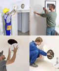 Men installing Quick Swap Ceiling Access Panel, Adjustable Six To Ten Inch Opening, Slick Drywall Hole Cover for plumbing and electrical use.