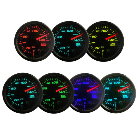 CYONRUAN 52mm oil pressure gauge set with digital LED, seven color options, 7 gauges
