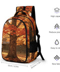 Autumn Red Maple Log Cabin Print Unisex Backpack with large capacity and durable polyester build, side view