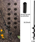 TCBWFY garden auger drill bit, 16.5-inch extended length, black steel with helical flights for 3/8-inch hex drills