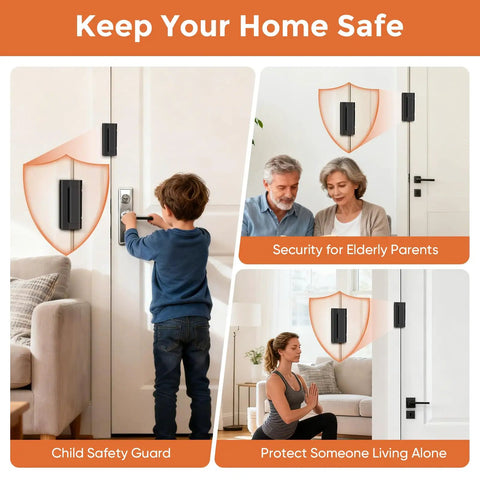 Multiple views of Beefed Up Door Security Reinforcement Lock Set Withstand 800 Lbs of Force Kid Safe Child Proof Front Door Lock Easy Install Rustproof Aluminum Tamper Resistant Design That Keeps Unauthorized Entry Out installed on a white door, showing child safety and elderly protection features.