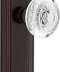 Old School Deco Plate With Crystal Egg And Dart Knob In Timeless Bronze 2.75 Inch Door Hardware Set For Restoration And Passage Doors Durable Solid Brass Backplates