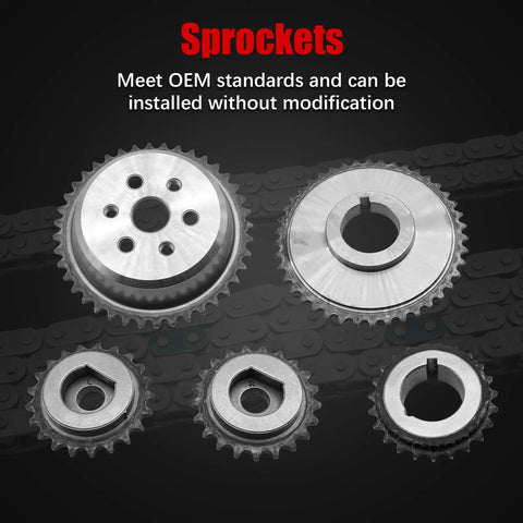 Close-up of sprockets from 2.4L Ecotec Timing Chain Kit With Water Pump For Equinox Malibu Terrain Buick Regal Lacrosse Verano 2011-2017