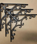 Built Tough Cast Iron Shelf Bracket Set 10 By 10 Inches With Ornate Fleur De Lis Design Decorative Wall Shelf Support Matte Brown Finish