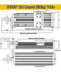 Bulletproof Double Linear Guide Sliding Table For XYZ Axis Linear Actuator With SFU Ballscrew And Handwheel Smooth Glide Field Tested Precision Machine Rig technical diagram showing dimensions and specifications.