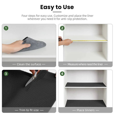 Super Thick Non Adhesive Shelf Liner For Kitchen Cabinets And Drawers Rock Solid Anti Slip Grip Heavy Duty Easy Cut Micro Foam Mat For Pantry And Bathroom Organization Black Roll Twelve Inch By Ten Foot Length