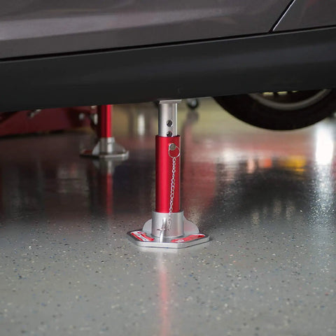 Lightweight Aluminum Jack Stands With Removable Locking Pins 3 Ton Capacity Pair Red And Silver Designed For Most 3 Ton Autos And Light Duty Vehicles