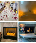 12 Pack Waterproof Flameless LED Pillar Candles 2.2 Inch Slim Plastic Battery Powered Candles With Two Remotes And Timers displayed at events.