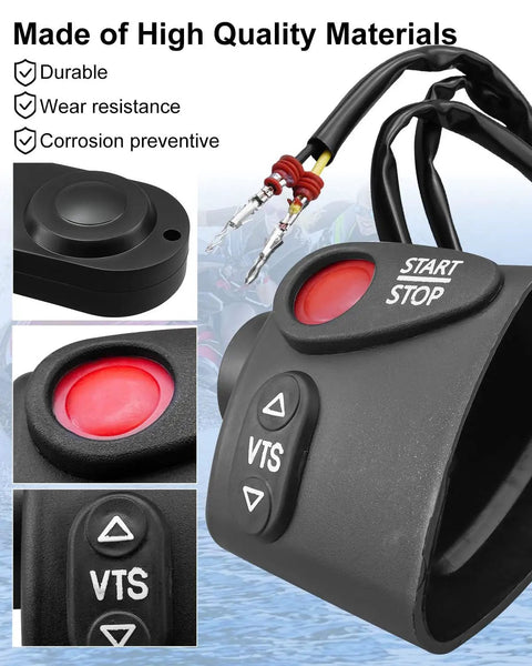 Plug And Play Start Stop VTS Switch Housing With Two Switches For SeaDoo SP SPX GSI GSX GSX LTD XP Boat Models Replacement 277000877 277000497 278000427 278000501 278001115 One Touch Control Button Assembly showing red start-stop button and VTS controls.