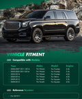 Vehicle fitment chart for Two Piece Rear Wheel Hub Bearing Kit For Nissan Frontier Xterra Suzuki Equator 2005 To 2014 2.4L 2.5L 4.0L Right Side Replacement Durable High Grade Pro Grade with SUV in background.
