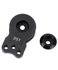 DJX Aluminum 25T servo horn, three-hole, black two-piece set with spacer for RC cars/boats.