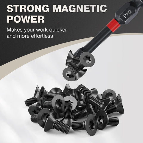 80 Piece Magnetic Impact Nut Driver Set With SAE And Metric Sockets And Universal Sockets Wing Nut Drivers Adapters And Bit Holder demonstration of magnetic power on screws
