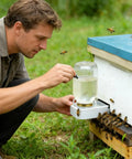 Using Beekeeping Water Dispenser Lids For Mason Jars on hive, essential beekeeping equipment