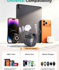 Universal compatibility with All In One Travel Charging Dock For Watch And Phone With 3 In 2 Cable, devices displayed.